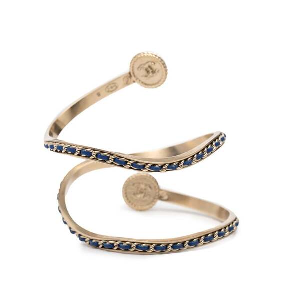 CHANEL Authentic Blue Pearl Leather Logo Bracelet - Picture 3 of 5